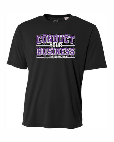 AUSTIN ROYALS 2023 CONDUCT YOUR BUSINESS BLACK SHORT SLEEVE PERFORMANCE TEE