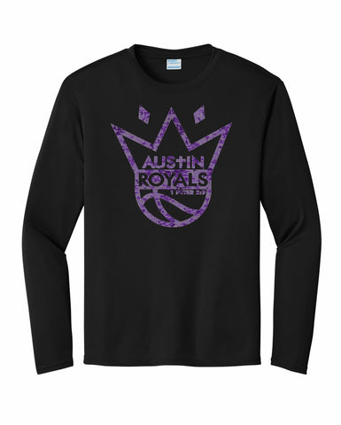 Austin Royals 2023 PURPLE DIGICAMO LOGO BLACK LS PERFORMANCE TEE