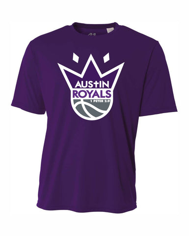 AUSTIN ROYALS 2023 LOGO PURPLE SHORT SLEEVE PERFORMANCE TEE