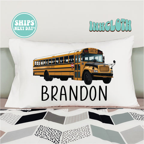Personalized School Bus Pillowcase
