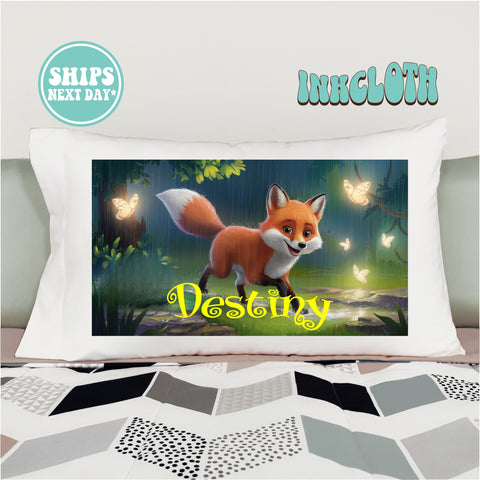 Personalized Fox in a Forest Pillowcase
