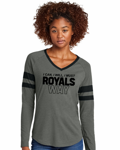 Austin Royals 2025 Women's Halftime Stripe Long Sleeve V-Neck Tee