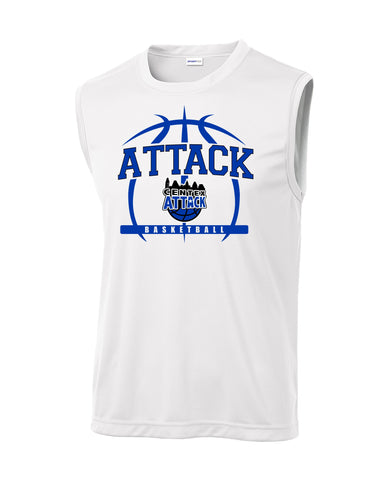 CENTEX 2023 WHITE BBALL LINES SLEEVELESS PERFORMANCE TEE
